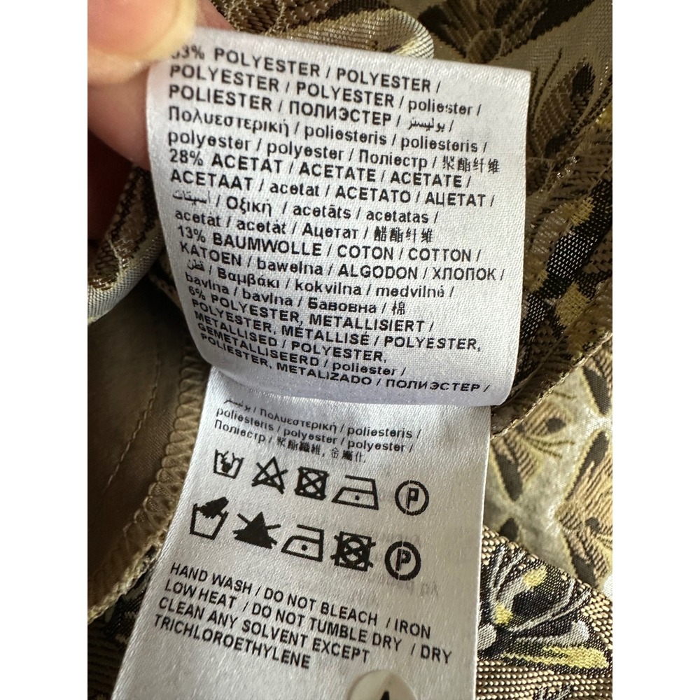 Luisa Cerano Bee Insect Print Metallic Jacquard Shift Dress Gold Brown 12 - Picture 8 of 8